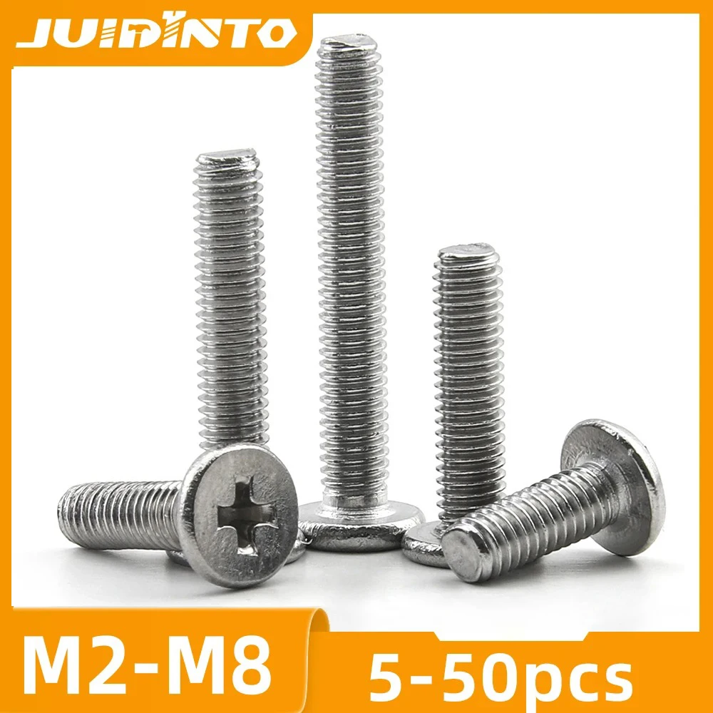 JUIDINTO CM Cross Ultra Thin Head Screw 304 Stainless Steel Phillips Wafer Flat Head Screw for Laptop M1 M1.2 M1.4 M1.6 M2 M3-M8