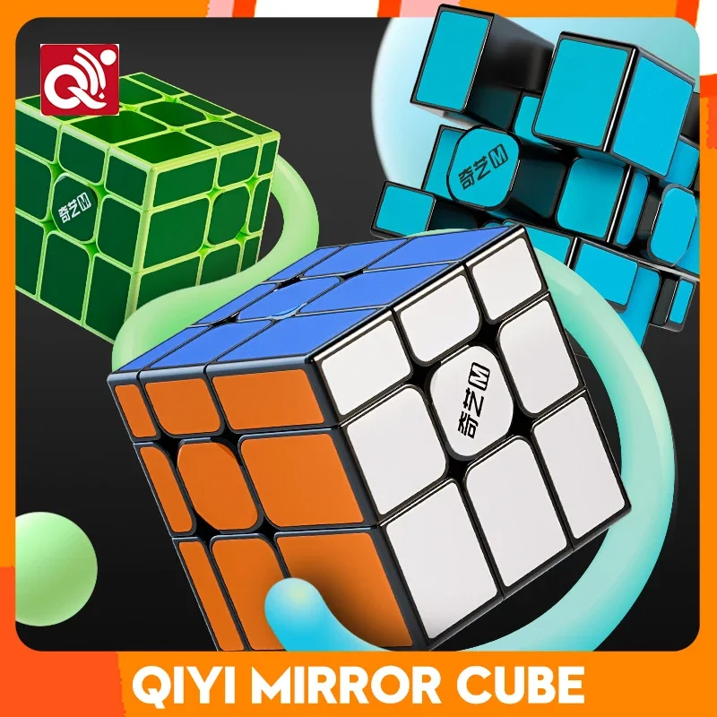 New Cast Coated QiYi Mirror 3x3 Magic Cube Magnetic Blue Green Full Stickers Professional Puzzle Cubes Toys For Children Gifts