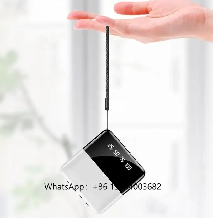 

Mini Portable Mini Power Bank 10000mah Built With 4 Cables for Smart Phone