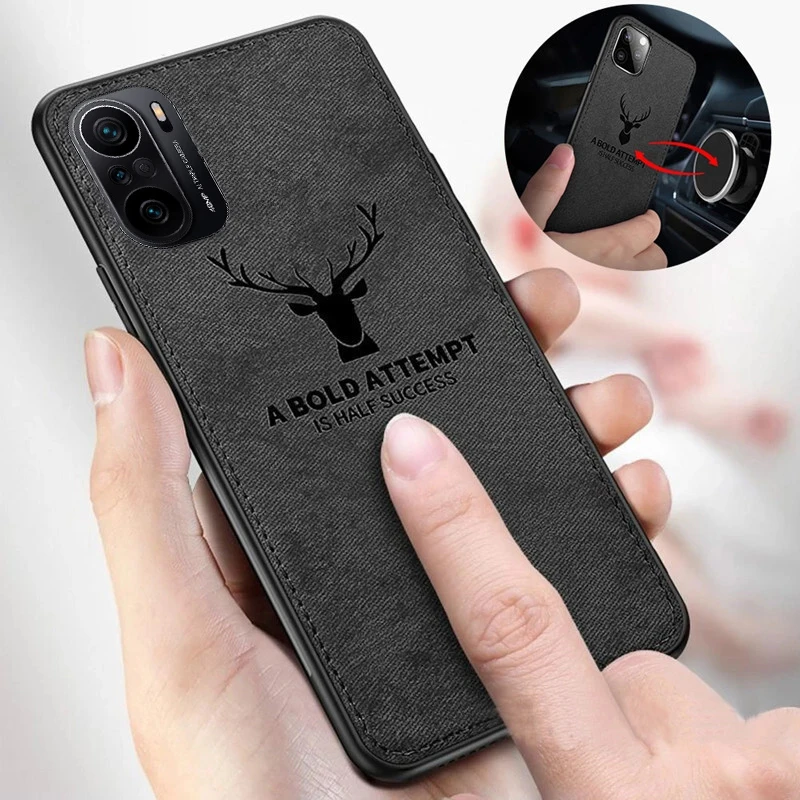 Cloth Case For Xiaomi Mi 11 10T 10 Lite 9 9T Poco F3 F2 Pro Redmi 9A 9AT 9C 9T Note 10S 8 9 10 Pro Build-in Magnet Deer Cover