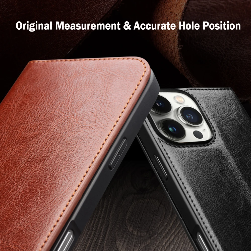 

QIALINO Genuine Leather Flip Case for iPhone 1616 Pro Max Fashion Business Cover with Card Slots for iPhone 16 Plus 15 14 13 12