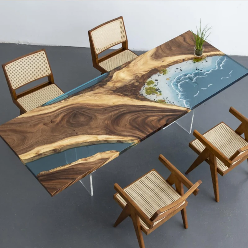 

# Z Hotel Villa Customized Handmade Creative Design Dining Table Epoxy Resin Dining Table