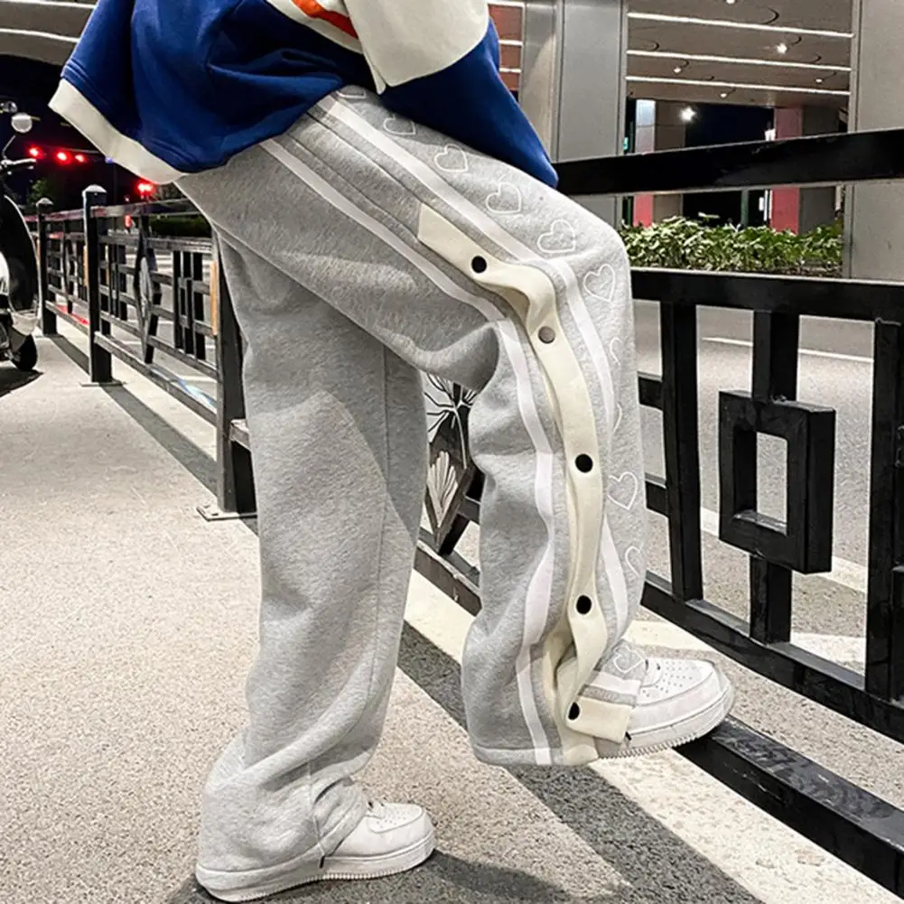 Serin şık İpli orta bel basketbol pantolon erkek kaykay pantolon spor için kalp desen