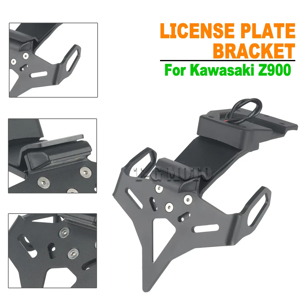 

Motorcycle For Kawasaki Z900 Z 900 2017 - 2024 License Plate Holder Tail Light Bracket Rear Short Taillight Mount Number Plate