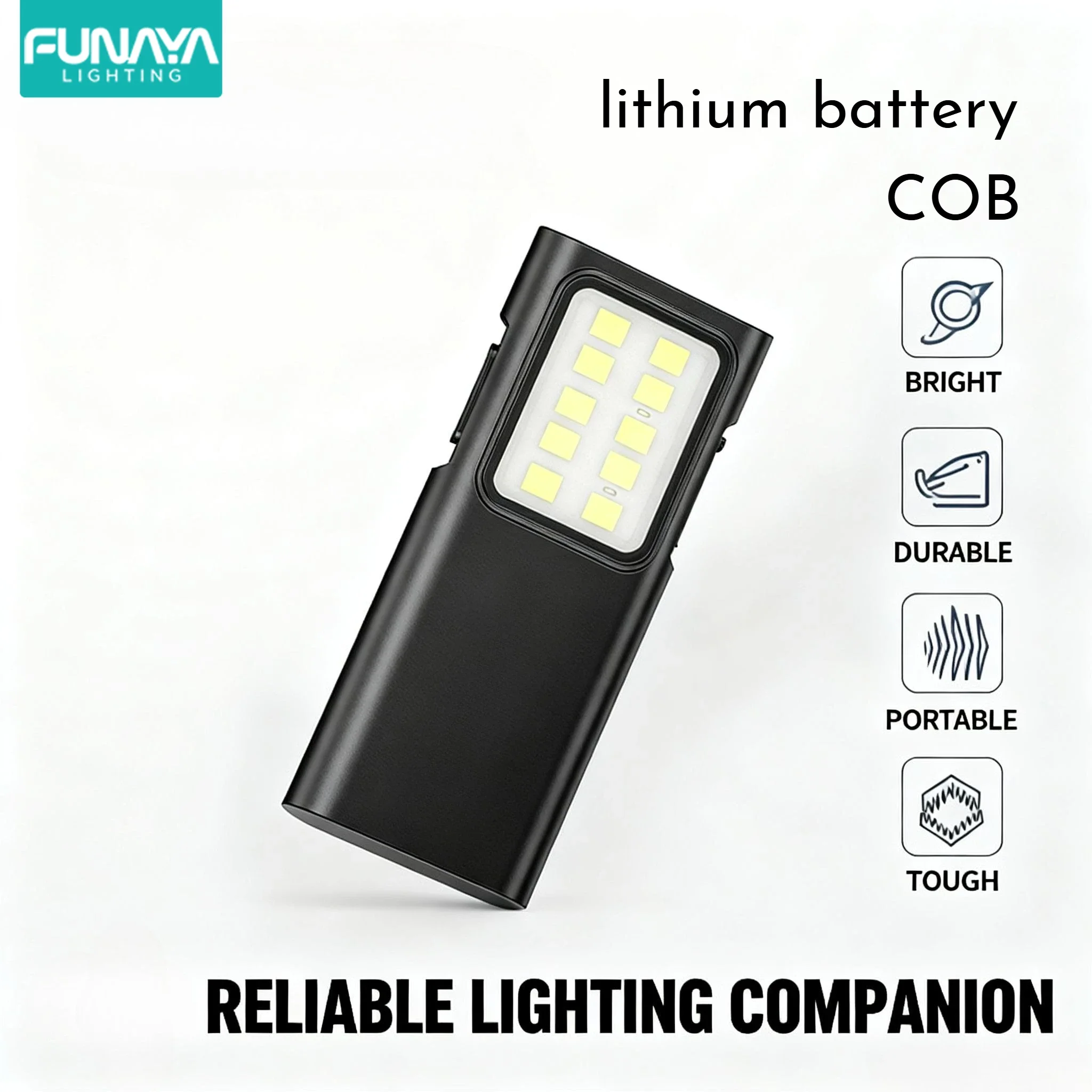 COB ضوء العمل مصباح يدوي محمول مع USB قابلة للشحن LED مصباح يدوي مشرق للتخييم إصلاح السيارات مقاوم للماء مع مشبك القلم #2