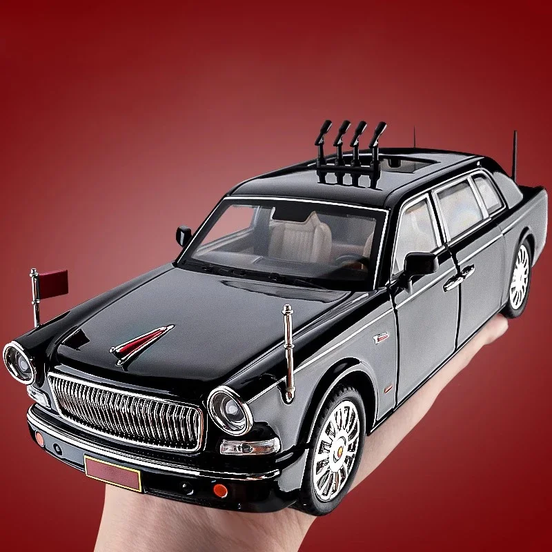 Simulation 1:24 HONGQI L5 Alloy Limousine Luxy Car Diecast Model 70th Anniversary Parade Car Collect Hobby Model Ornaments Gift