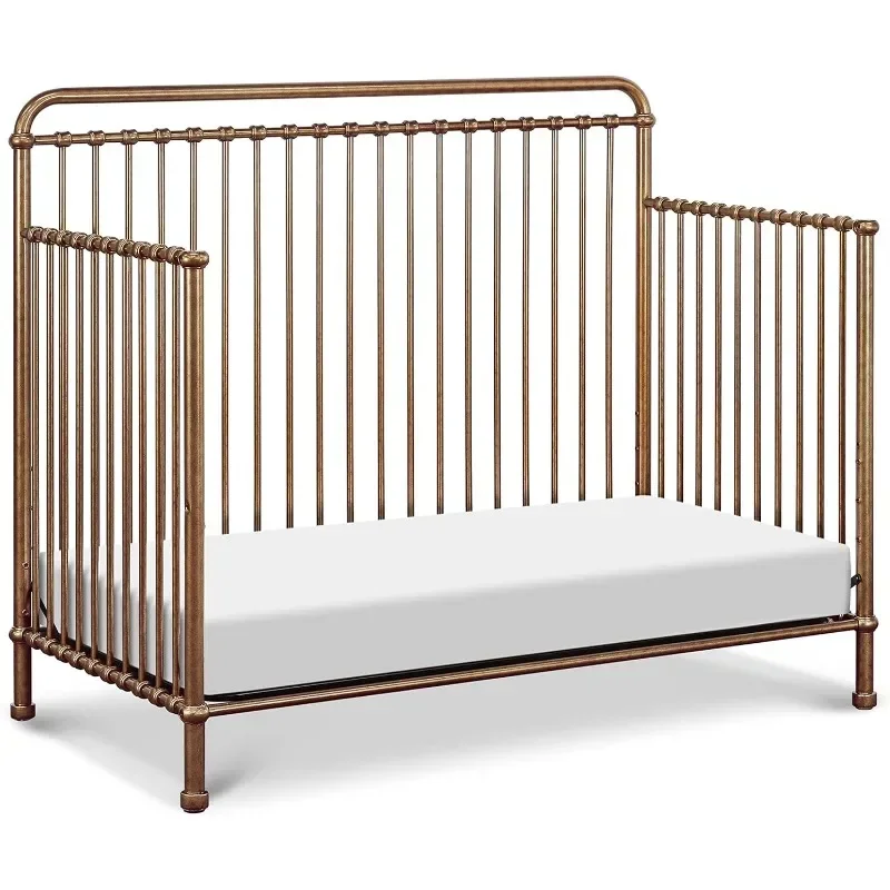 NAMESAKE Winston 4-in-1 converteerbare metalen wieg in vintage goud, Greenguard goud gecertificeerd