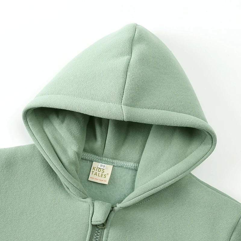 Kinder Fleece-Kapuzenjacke Einfarbig Baumwolle Jungen Mädchen Warme Winterkleidung für Kleinkinder Dicke Oberbekleidung Koreanisches Sweatshirt – Detail 4