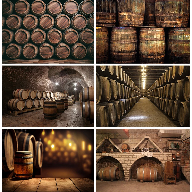 

Photo Background Wine Cellar Decoration Banner Old Underground Cave Storage Wine Barrels Wood Photography Backdrop Props Studio