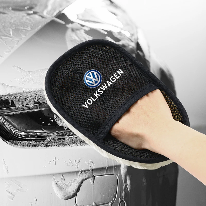 Car Wash Glove Wool Soft Polish Cleaning Brush Tools For Volkswagen Bora GTI Polo T5 R-Line Touran R Magotan GTD Sagitar Lavida