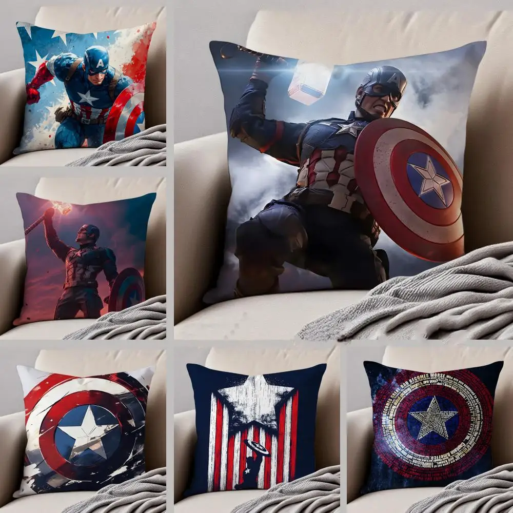 C-Captain America Cushion Cover Linen Pillow Case Soft Breathable Protective Couch Room Decoration