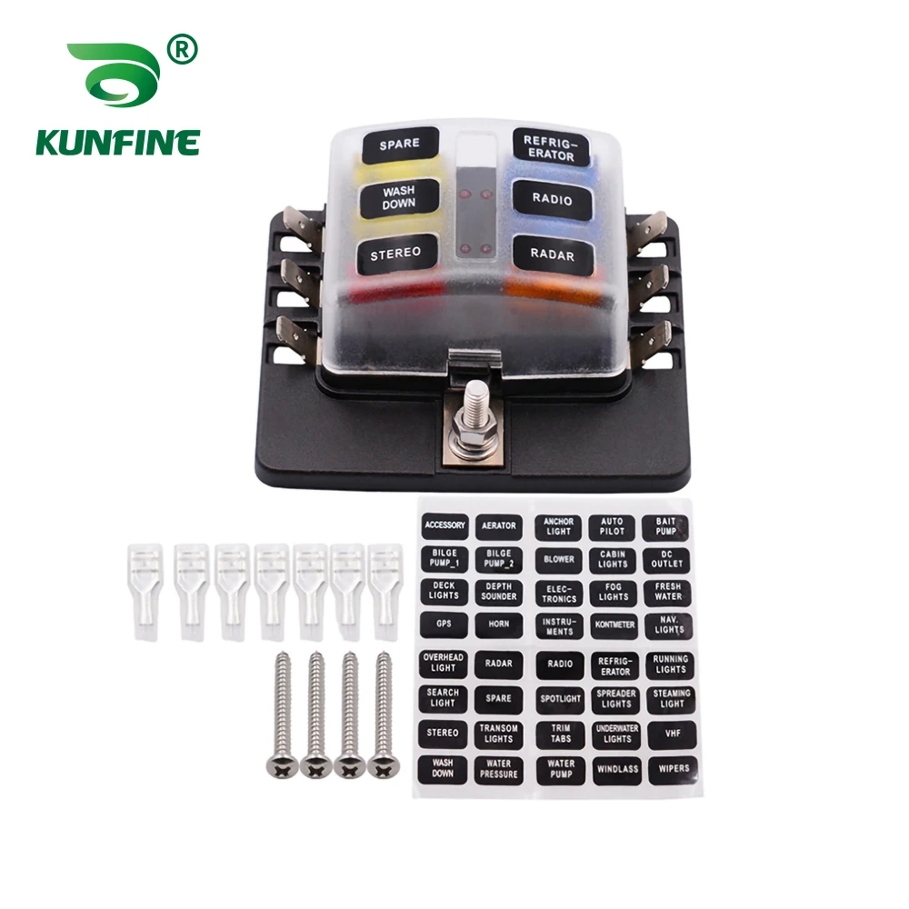 Fuse Box Holder 6 Way Fuse Block PBT Waterproof Dustproof For Car Off-road RV Bus Yacht Boat