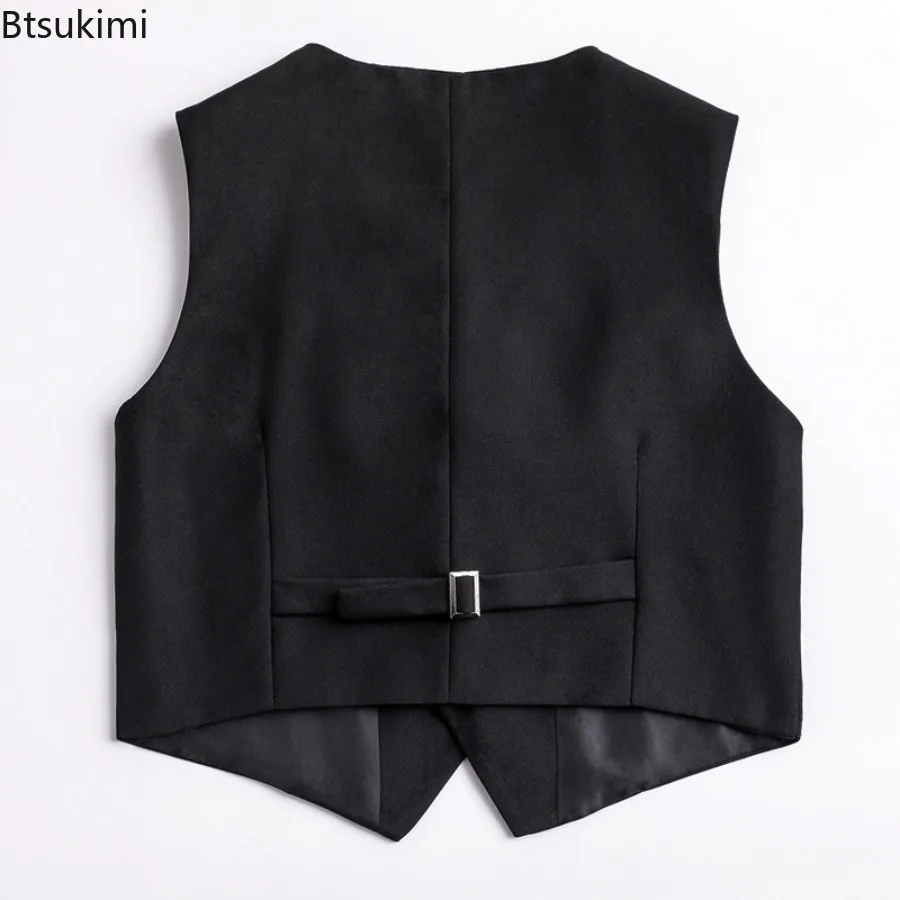 Kid's Vest Children Black Boys Waistcoats Toddler Dress Suit Teenager Wedding Formal Piano Performance School Party Waistcoat