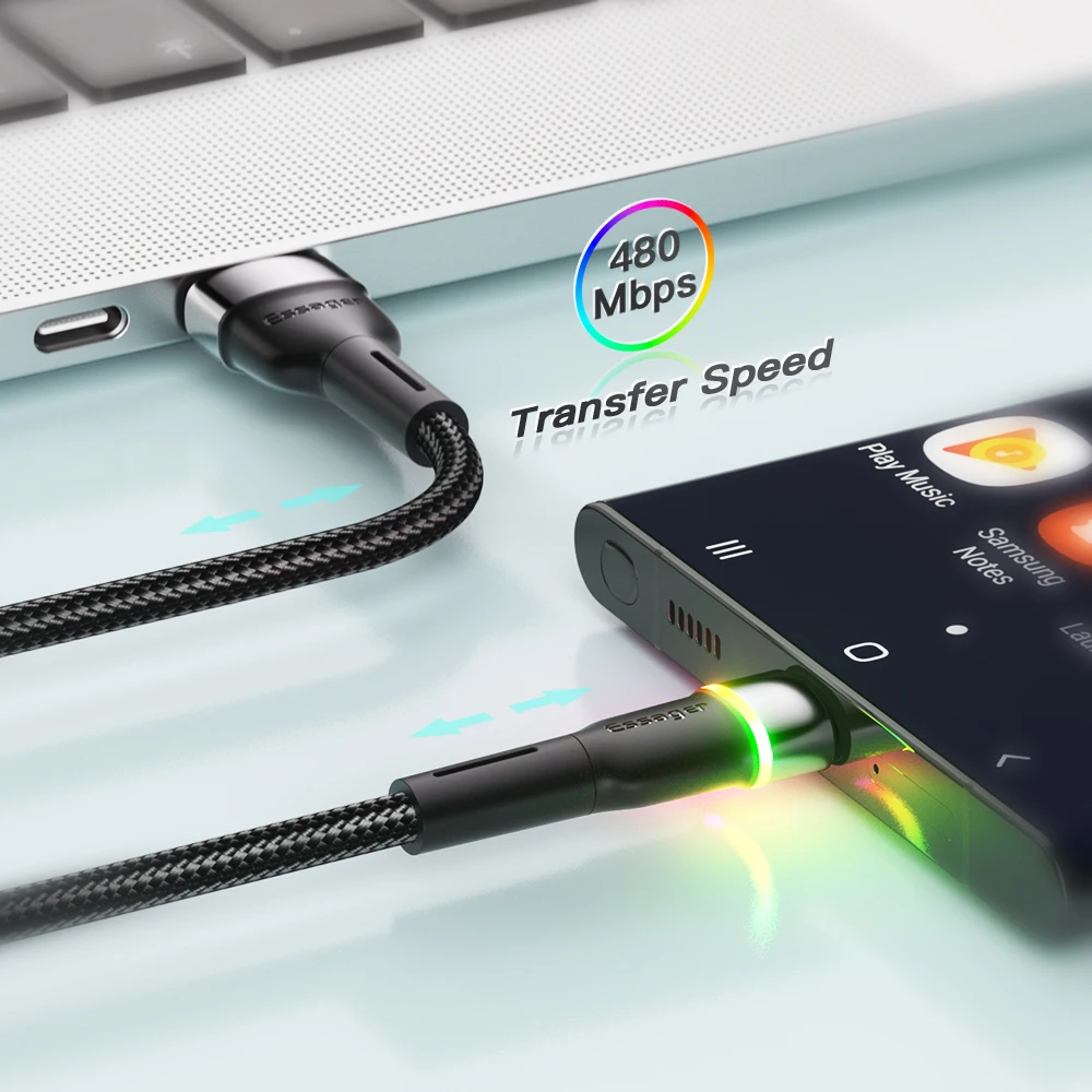 Essager 3A USB Type C Cable Mobile CellPhone Charger Fast Charging Cord For Xiaomi 11 12 Poco F3 Realme Huawei Oneplus Data Wire