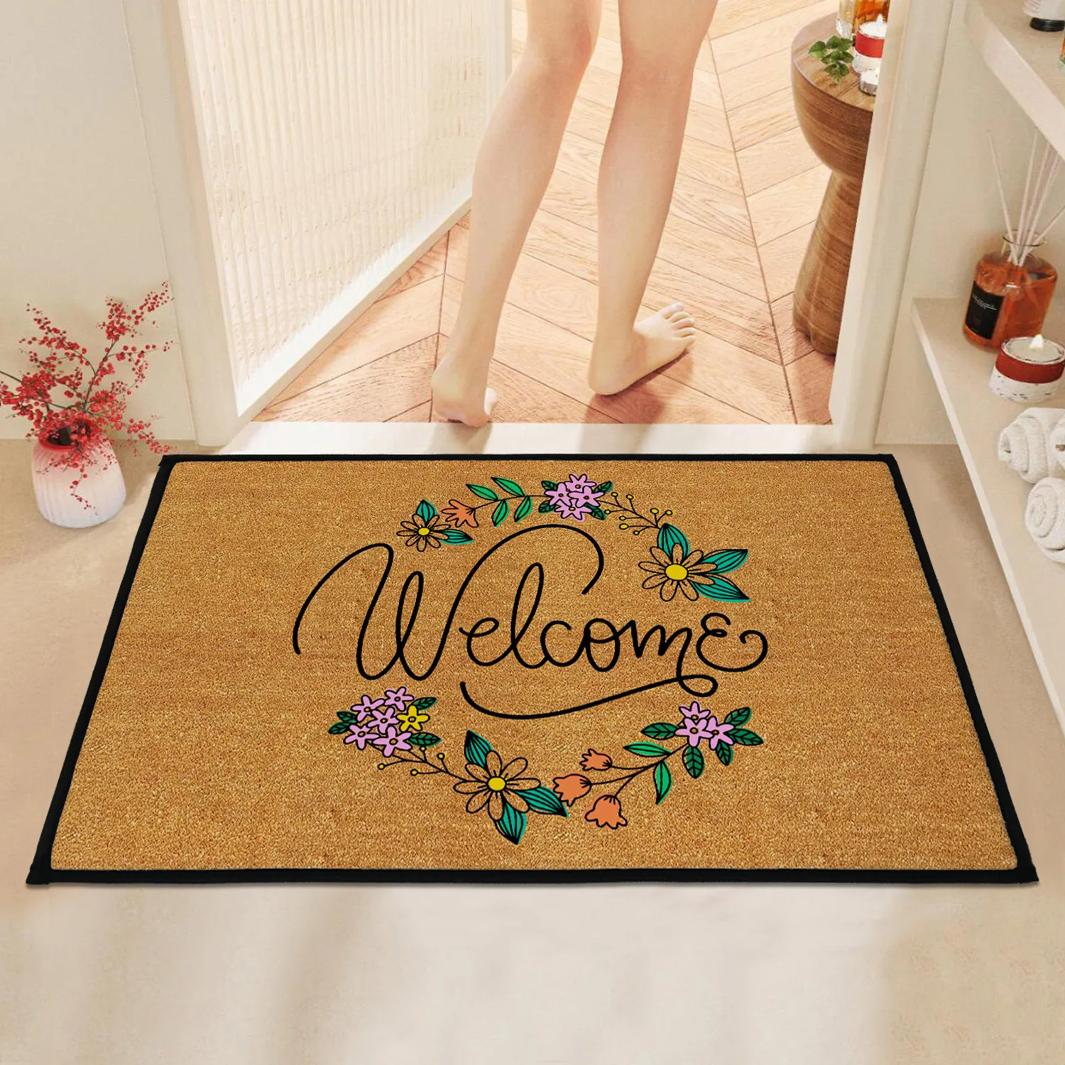 Crystal velvet door mat, non-slip bathroom mat, absorbent machine washable balcony mat; bedroom carpet