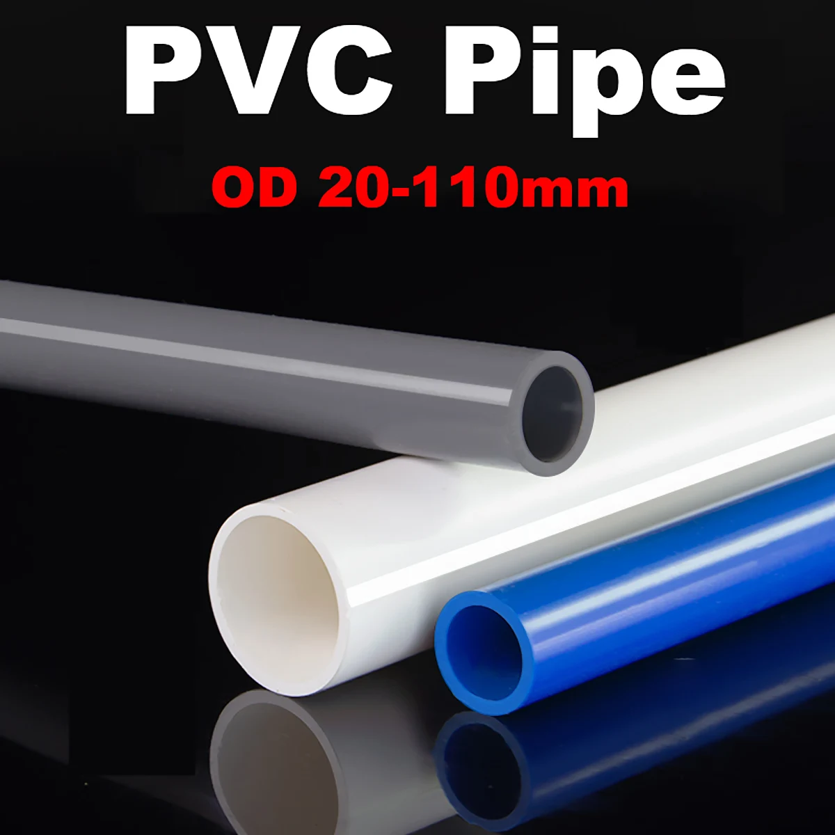 Length 500mm PVC Plastic Pipe OD 20-110mm For DIY Fish Tank Aquarium Tube Garden Irrigation Watering Fittings
