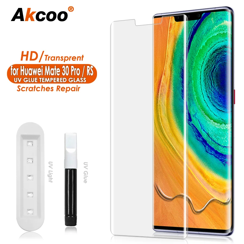 

Akcoo Mate 30 Pro Screen Protector Mate 30 RS UV Tempered Glass Full Screen Coverage / Scratch Repair / Sensitive Touch