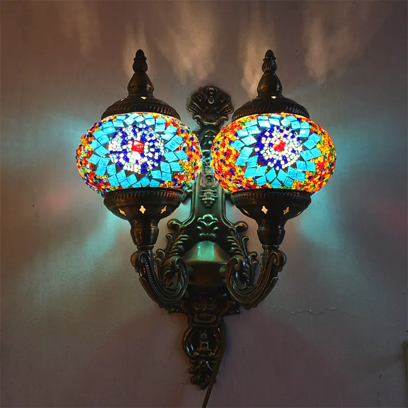 Retro Romantic Turkey Nostalgic Classical Exotic Style Decoration Ethnic Corridor Restaurant Bar Hotel Double Wall Lamp