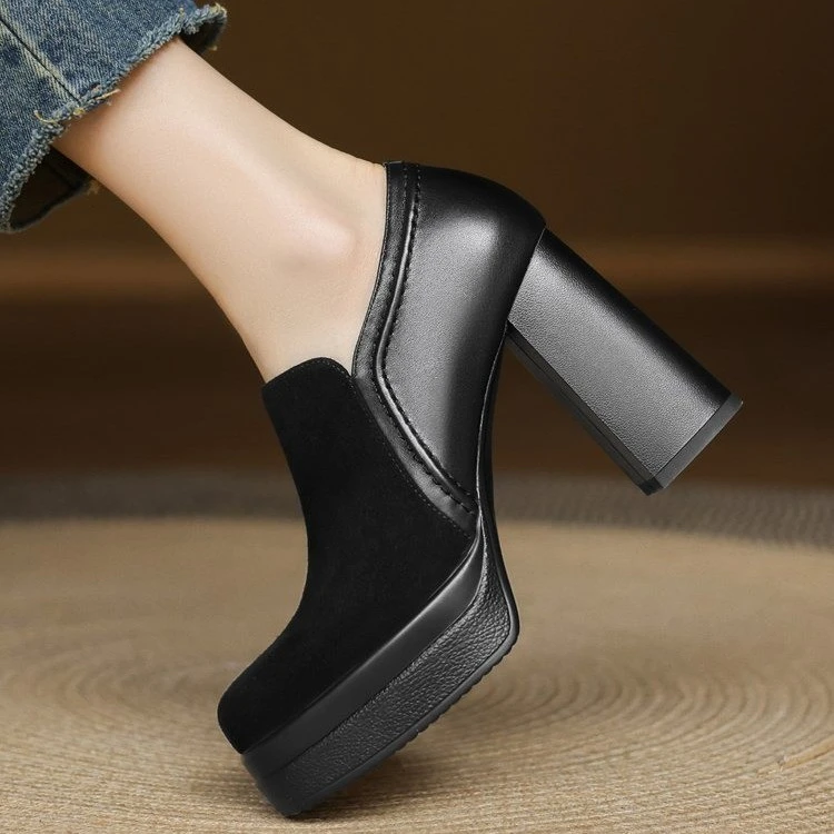 

New Women Platform High Heels Shoes Elegant Zip Office Shoes 2026 Spring Fashion Woman Pumps Cofmort Chunky Shoes Suede Zapatos