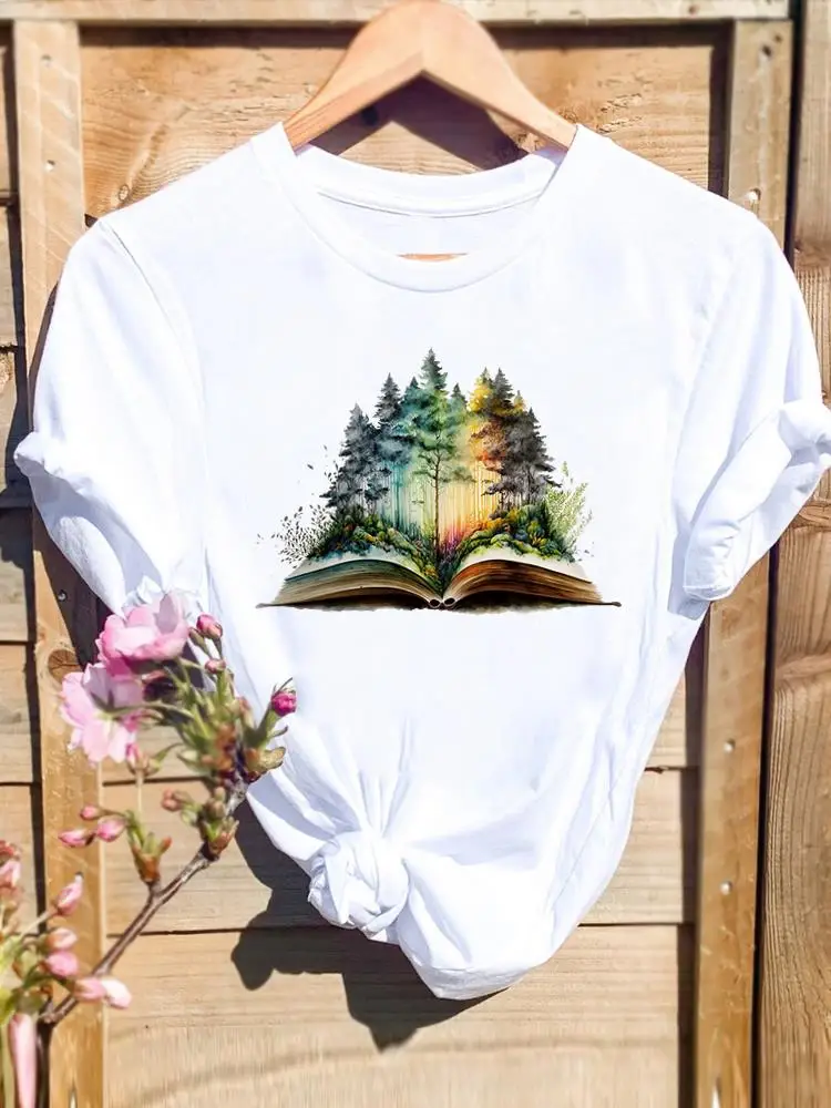 

Book Trend Cute Sweet Cartoon Shirt Graphic Women Clothing Short Sleeve Tee Fashion Female Print T Top T-shirts