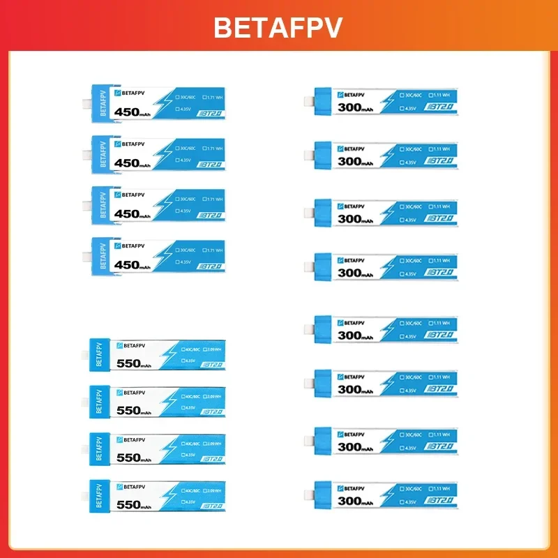 BETAFPV Drone Battery BT2.0 550mAh 450mAh 300mAh 1S For Ceuts /Pro/Cetus X FPV Charger Motors Racing Drone Accessories