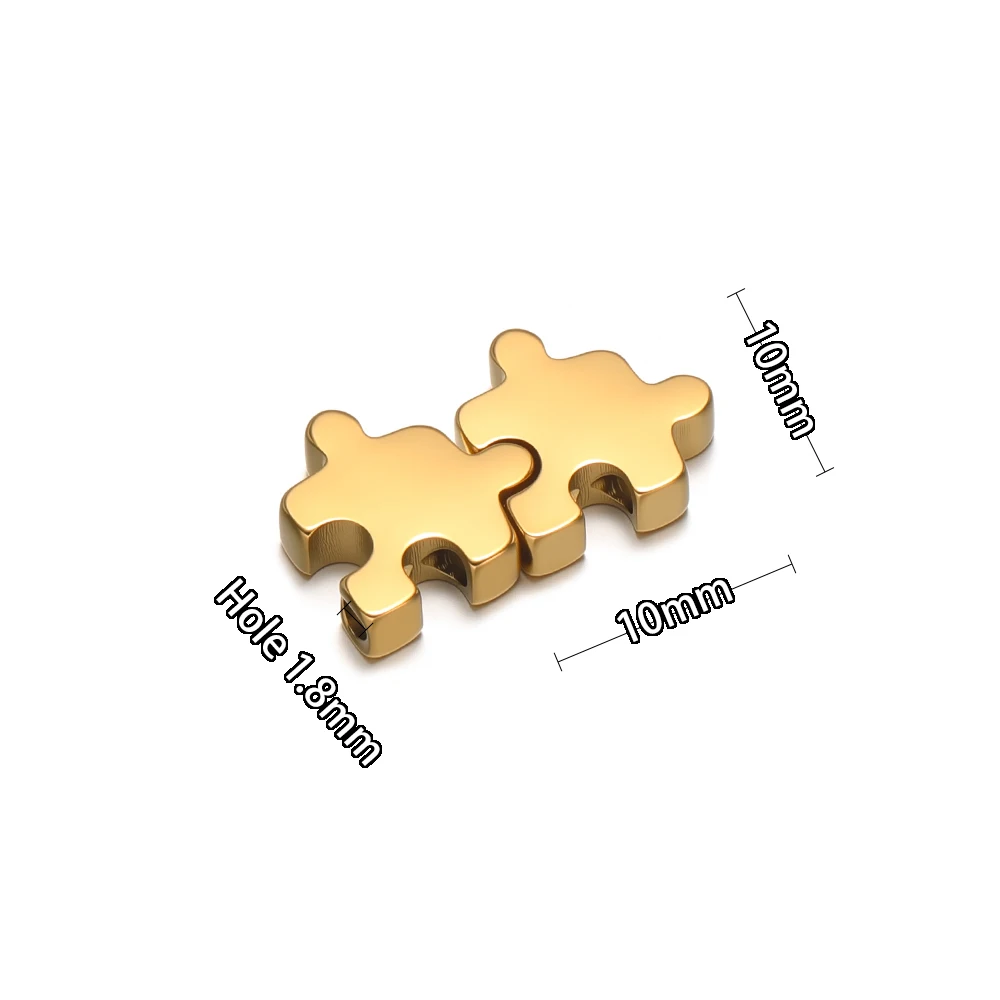 5 Stück Edelstahl-Puzzleperlen-Anhänger für DIY-Schmuckherstellung, Zwischenperlen für Paar-Halsketten und Armbänder, Zubehör – Detail 3