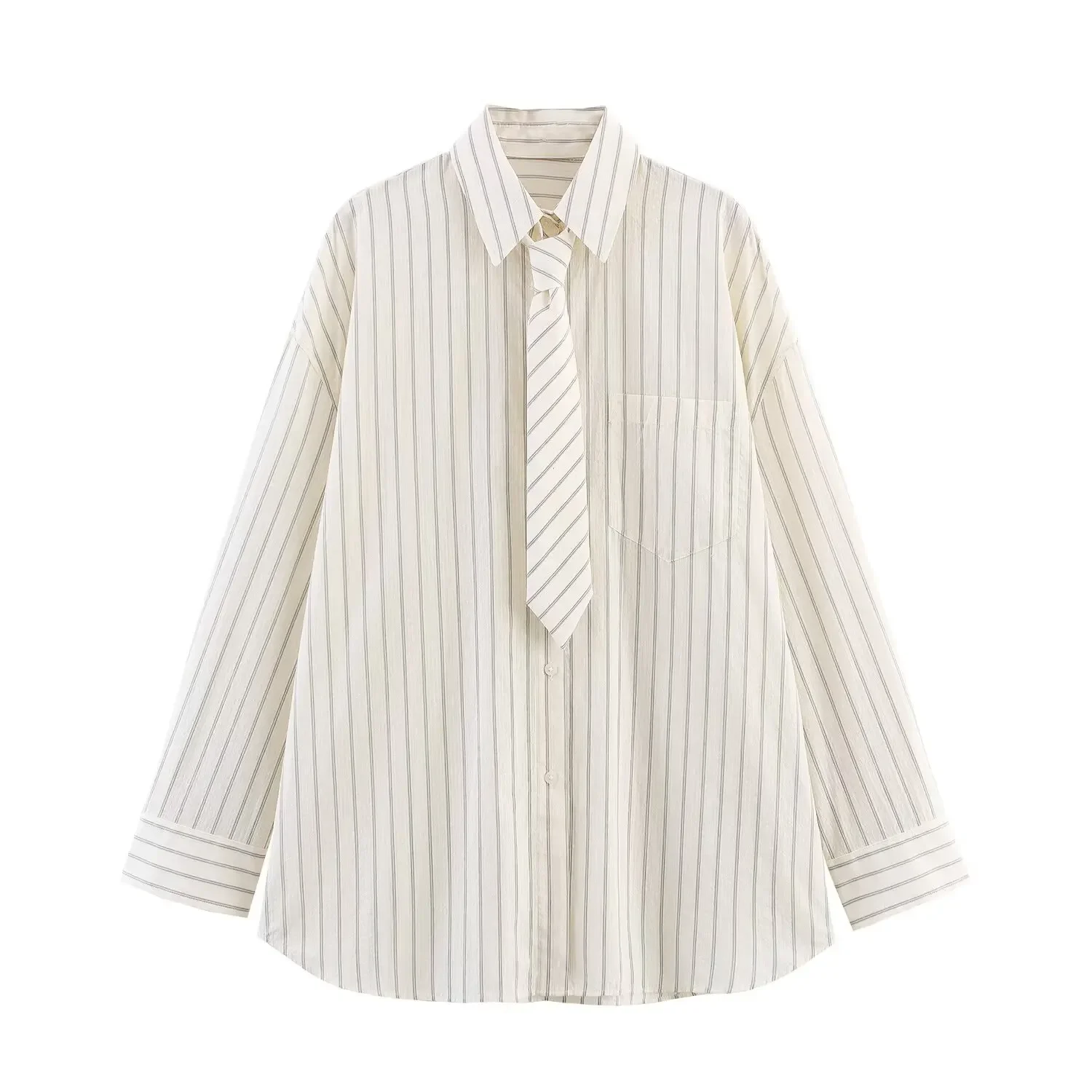 

Women Bow Striped Shirt Long Sleeve 2025 Fashion Loose Blouse Tops
