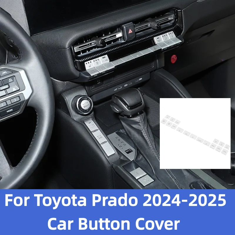 

For Toyota Land Cruiser Prado 250 LC250 2024-25 Stainless Steel Silver Car Front Air Conditioning Button Sticker Car Accessories