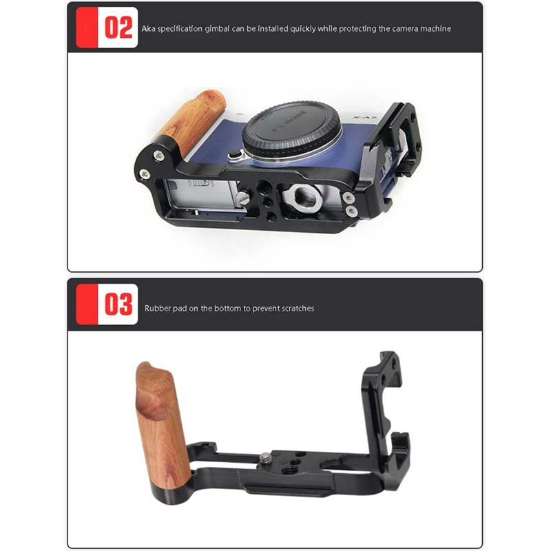 ที่ยึดแผ่นรูปทรงออกได้อย่างรวดเร็วพร้อมด้ามจับไม้ป้องกันมือจับ QR บอร์ดสำหรับกล้อง X-A7ฟูจิ