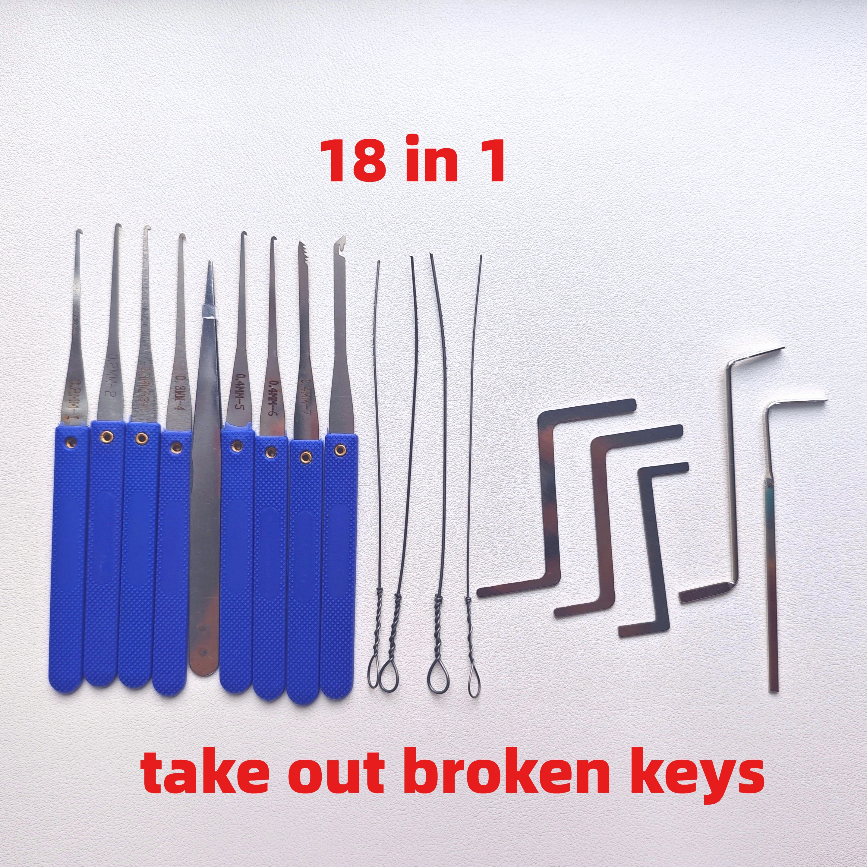 

New 18 in 1 Locksmith Extractor Tools Kit Broken Key Remove Tool Set with Tension Wrench Tools for Family,Home Life Helper 2025