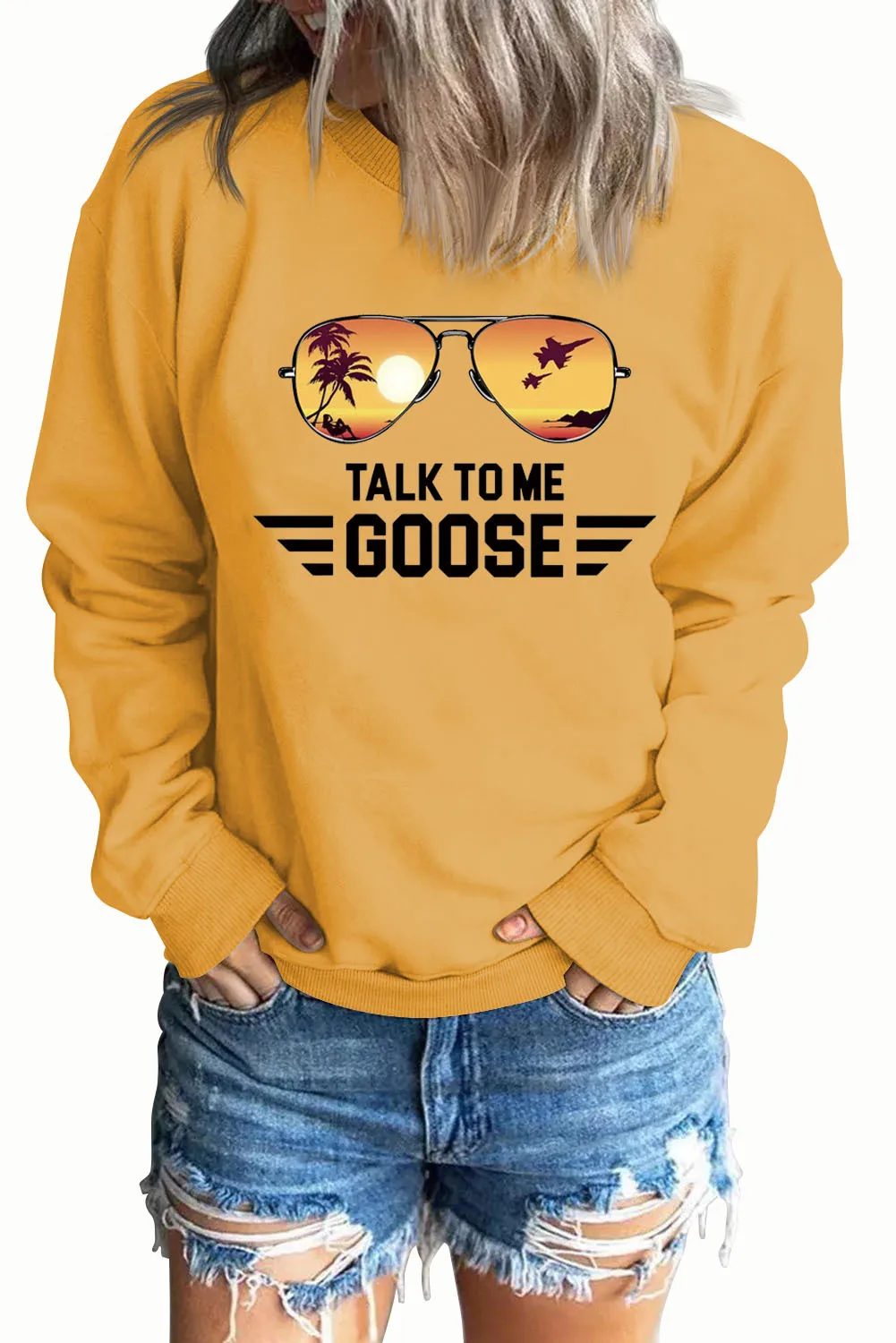 Herbst und Winter neue lässige Top-Gespräch mit mir Gans gedruckt lose Rundhals-Mode Hoodie