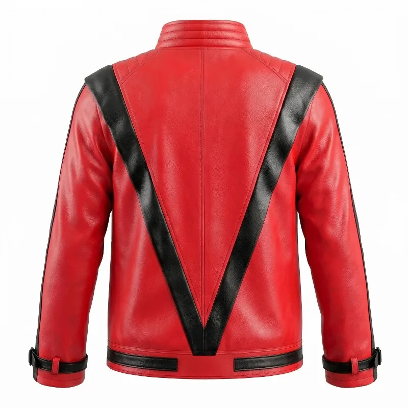 Hot Pop Rock Singer Michael Jackson Series Fashion Suit Set Music Idol Character Creative Red Leather Stage Performance Suit view 4