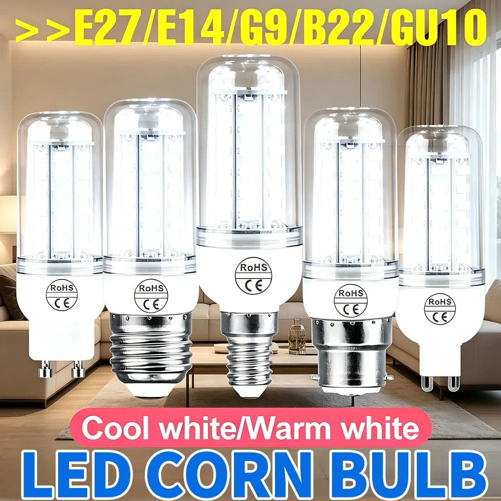 E27/E26 LED Corn Bulb E14 Ceiling Lamp GU10 Chandeliers B22 LED Light G9 For Home Bedroom Lighting AC220V 24/36/48/56/69/72Leds