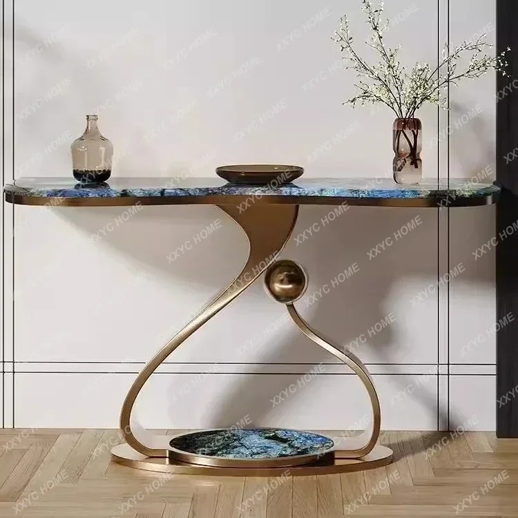 A  Modern Light Luxury Door-to-door Entrance Cabinet Villa High-end Luxury Stone Living Room Partition Cabinet