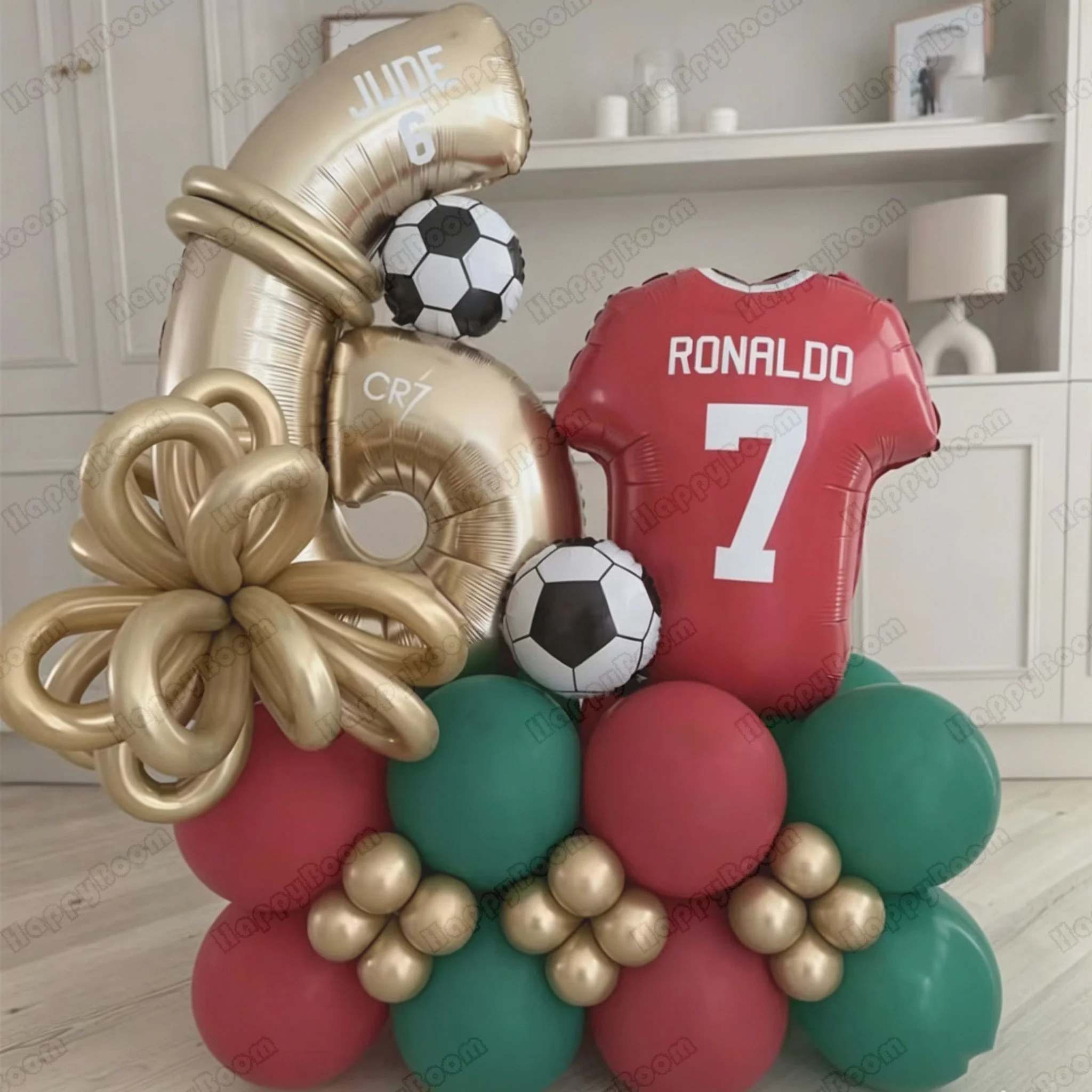 51 stuks Cartoon Cr7 Jersey Voetbal Verjaardag Digitale Ballonnen Set Aluminiumfolie Ballonnen Feestdecoratie Benodigdheden