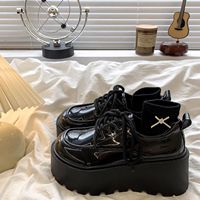 High platform loafers women's laced up chunky flats ladies faux leather shoes waterproof woman thick sole loafers female flats