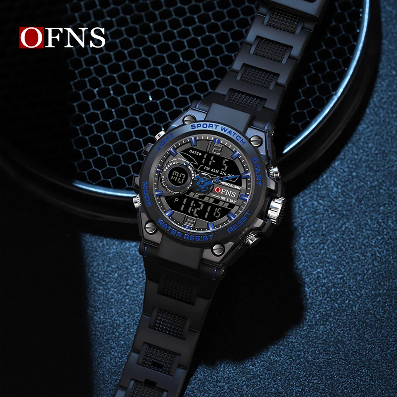 OFNS Top Fashion Quartz Men\'s Sports Watch Outdoors 50M Waterproof LED Electronic Luminous Digital Luxury Military Men\'s Watches