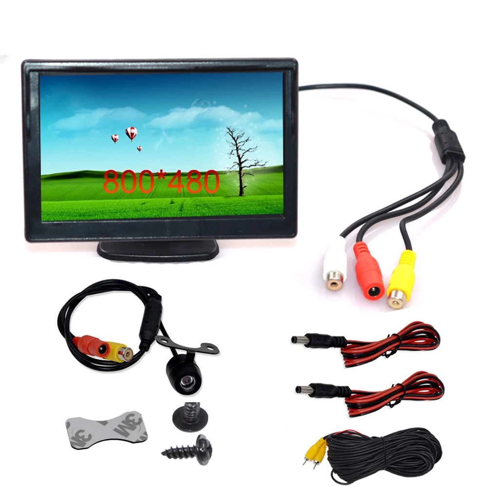 5 Inch Phía Sau Xe Giám Sát Đảo Chiều Màn Hình LCD Màn Hình Hiển Thị TFT Với Tầm Nhìn Ban Đêm Dự Phòng Camera Chiếu Hậu Với Màn Hình Cho Xe