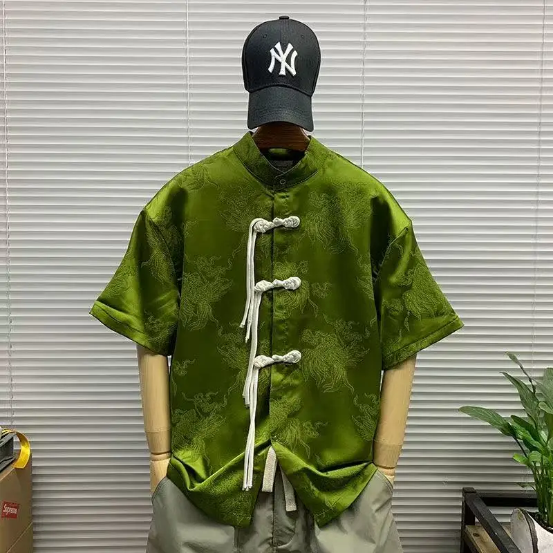 new-chinese-style-dark-pattern-tops-men's-summer-short-sleeved-button-shirt-vintage-casual-fashion-beach-blouse-male