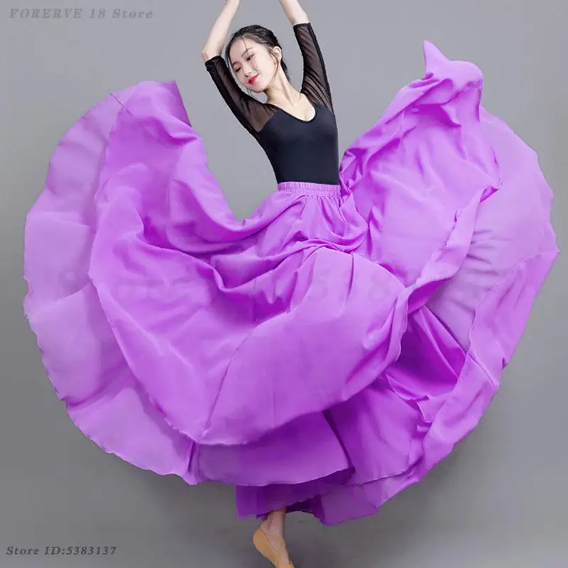 Dança clássica grande balanço saia nova prática de dança do ventre saia longa chiffon quadrado desempenho traje equipe dançarino roupas
