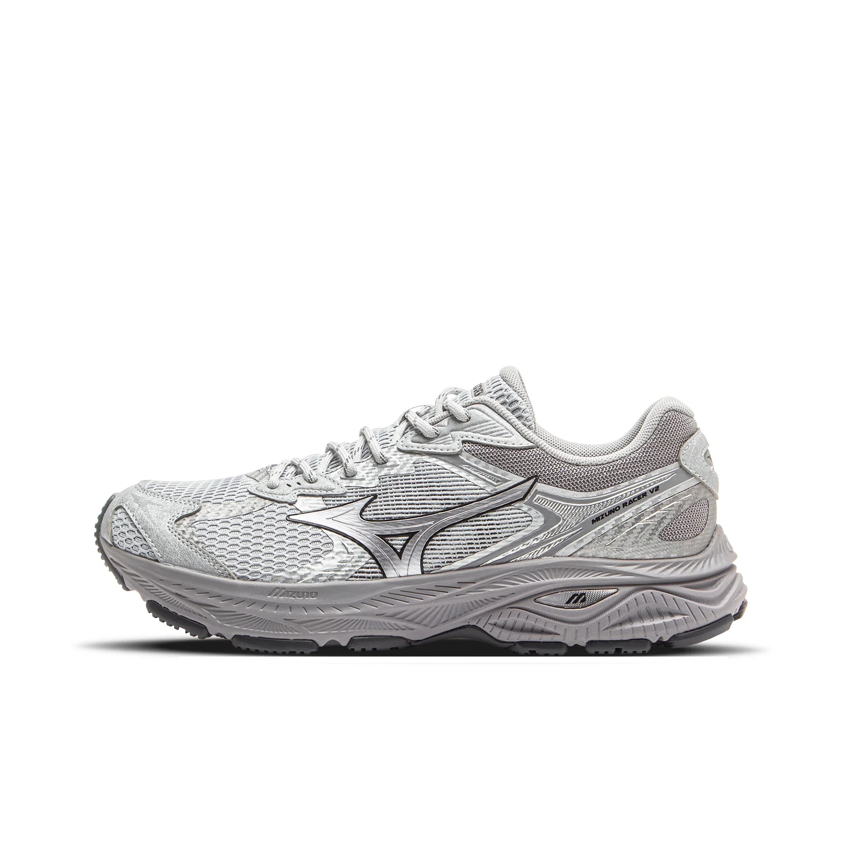 Mizuno RACER V2 Running Shoes Unisex Low Top Harbor Mist Gray/Silver/Shark Gray D1GH250605