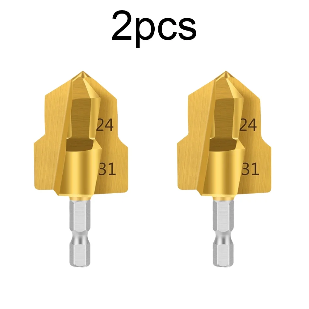 2pcs PPR Lifting Drill Bits Step Drill Bit Sets Titanium Coated Hex Shank Step Drill Set Water Pipe Connection Tool Power Tools