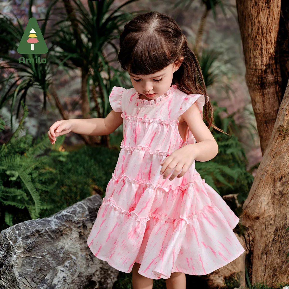 Amila 2024 Summer New Girls Family Dress Sweet Comfortable and Breathable Mother &Daughter Floral Princess Dress