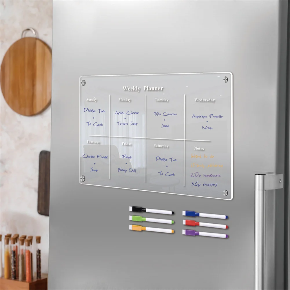 Reusable Magnetic Dry Erase Board Transparent Acrylic Clear Planning Whiteboard Workout Board For Fridge Refrigerator