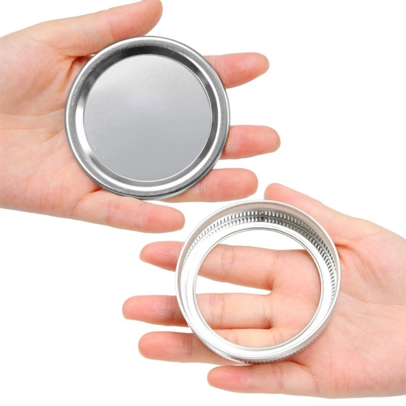 10 Pieces Canning Lids Regular Mouth Jar Lids Bands for Mason Jar Wide Mouth Split-type Lids Silver Leak Proof & Secure