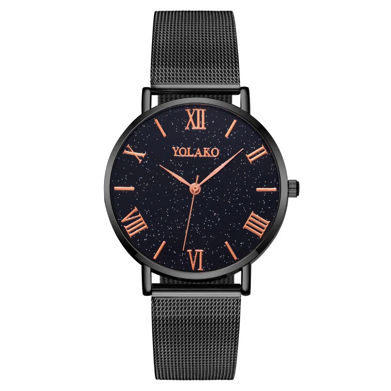 Starry Sky Roman Pattern Men's Watch Men's Watch Quartz Watch Milan with Mesh Strap