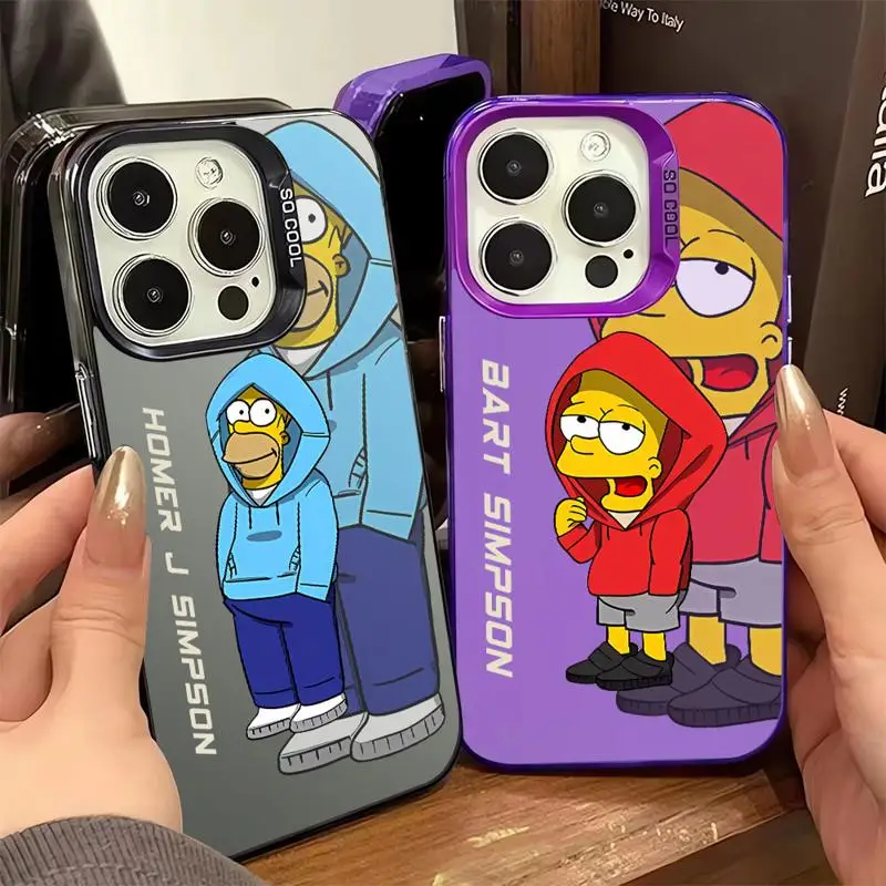 Cool Man Homer The Simpsons Colored Silver Case for Apple iPhone 11 13 15 Pro Max 12 14  XR X XS Funda Protective Phone Cover