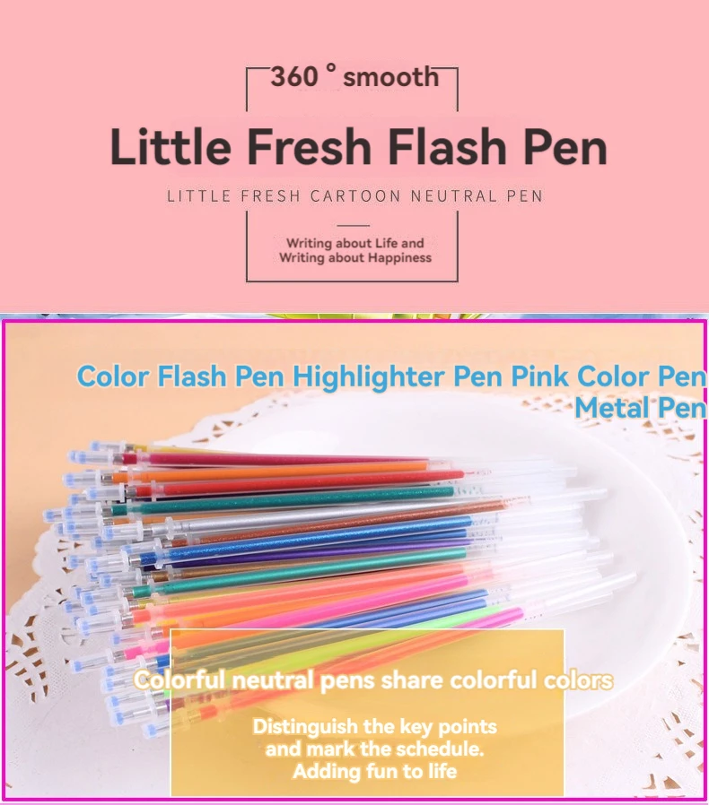 12-100 Farbige Gelstift-Nachfüllungen Set - Glitzer, Pastell, Textmarker, Metallic-Tinte für Künstler, Scrapbooking und Graffiti-Zeichnen – Detail 1