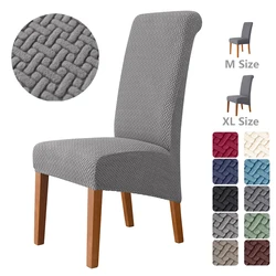 Stretch Polar Fleece Chair Cover XL Size & M Size Chair Covers Twill Jacquard Long Back Seat Case Dining Room Cheap Fabric 1PC