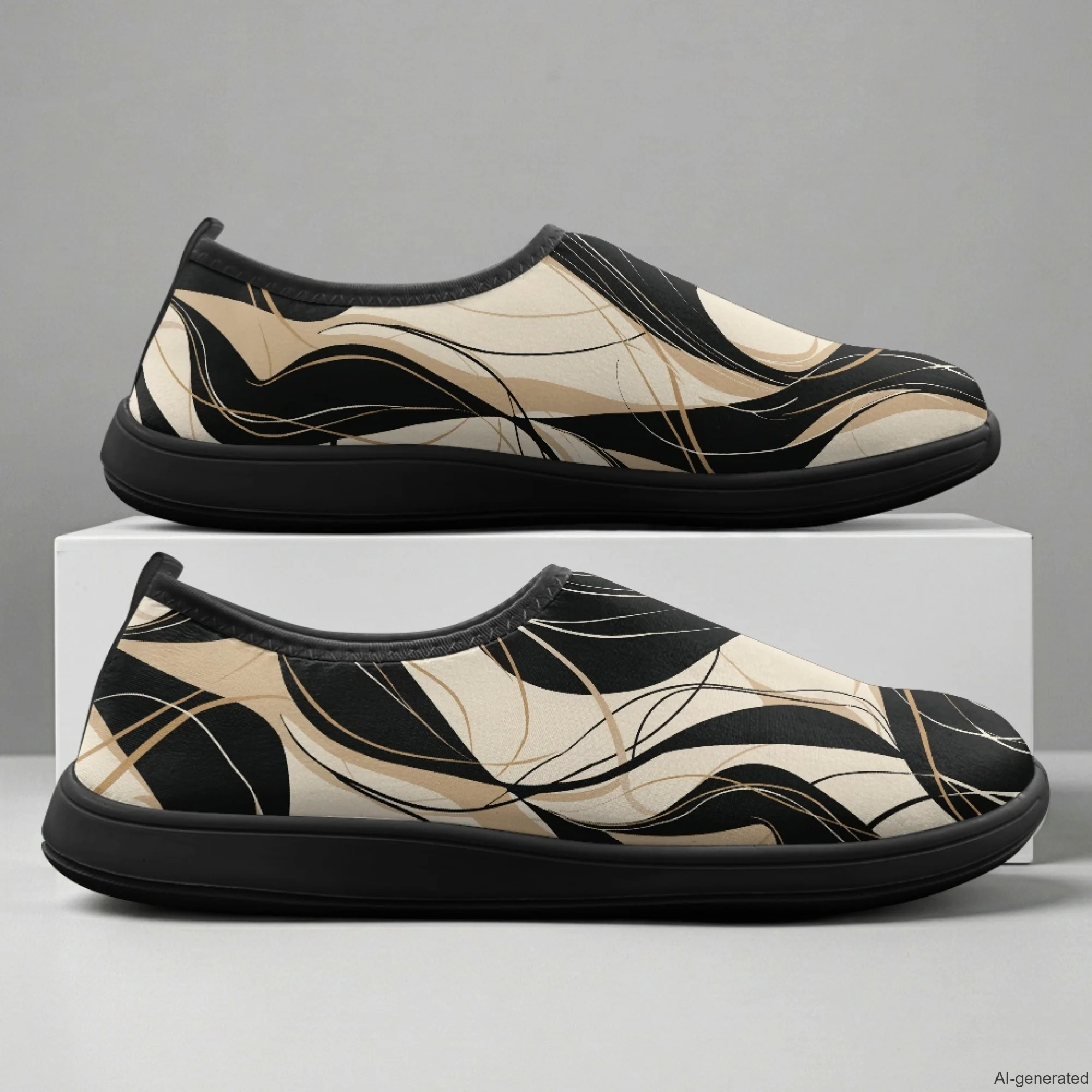 

XIXIRIMIDO Slip-on Wide-toed Shoes Men's Breathable Mesh Shoes Artistic Print Womens Fashion Sneakers Walking Shoes 36-46